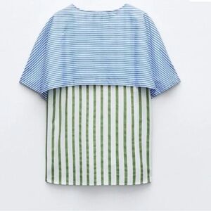NWT Zara Blue and Green Striped Tee